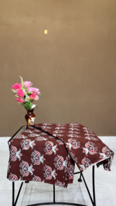 Maroon Floral Handblock Print Cotton Fabric: Indian Textile by the Yard - Product Image 4