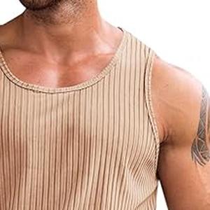 Camiseta sin Mangas de Verano para Hombre, Informal, de Punto, para Gimnasio, Material Suave, Chaleco sin Mangas, Elástico, Ajustado - Product Image 2