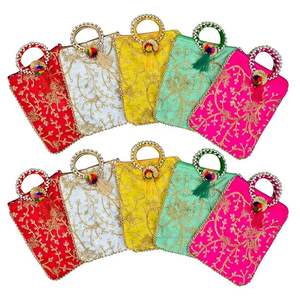 Ethnic Designer <b>Embroidered</b> Silk Women Potli <b>Bags</b> Gifting Potli with Zip & Bangle HandleTraditional ShagunReturnWedding Sangeet - Product Image 2