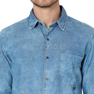 Camisa de Mezclilla para Hombre de Diseño Clásico y Uso Cómodo con Textura Suave, Aspecto Elegante, 100% Algodón, Transpirable y Ecológica - Product Image 5