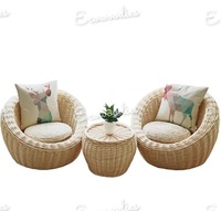 Ecowoodies Ensemble de mobilier d'extérieur traditionnel pour villa et jardin, avec coussins imperméables, fauteuils de relaxation et canapés gonflables en rotin, pour hôtels et parcs