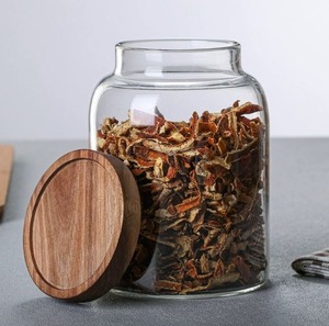JM <strong>Large</strong> 1 Gallon Glass <strong>Jar</strong> with Wooden Airtight Lid Set of 2 for Flour Spaghetti PastaPowder Tea Coffee - Product Image 2