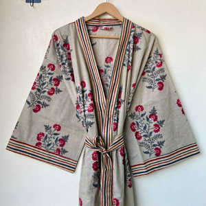 Kimono de playa indio de algodón, bata de maternidad para ducha, bata de dama de honor, estampado Floral de talla grande, ropa de dormir de verano ODM - Product Image 1
