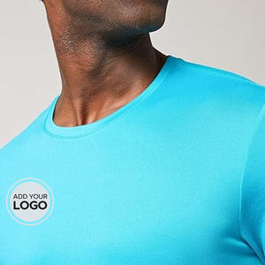 T-shirt d'été pour hommes Couleur unie Casual Short Sleeve 100% Polyester T-Shirt - Product Image 4