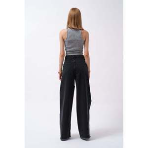 Jean à taille haute découpé au laser - Bleu - Bleu - Product Image 4