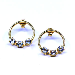 ต่างหูแฟชั่นแบบดั้งเดิมล่าสุดสำหรับผู้หญิงต่างหู925เงินสเตอร์ลิงสีฟ้าบุษราคัมต่างหูชุบทองแบบคลาสสิก - Product Image 3