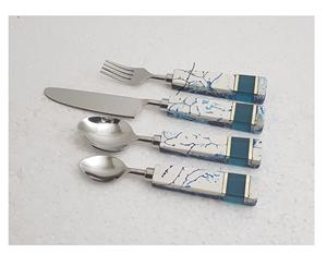 Ensemble de couverts écologiques avec manche en résine, acier inoxydable, 5 pièces, cuillère, couteau à fromage, fourchette, ustensiles de cuisine, utilisation des couverts - Product Image 2