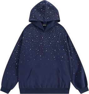 Sweat-shirt à capuche noir à sequins, coupe oversize décontractée pour adultes, toutes saisons, en coton anti-boulochage, style streetwear - Product Image 6