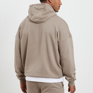 เสื้อฮู้ดดี้ผ้าฟลีซคอตตอนหนานุ่มทรงโอเวอร์ไซส์ ไหล่ตก ทรงหลวม สไตล์ลำลอง สำหรับผู้ชาย - Product Image 3