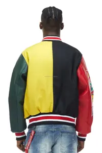 Chaqueta Universitaria de Invierno para Hombre, Estilo Urbano, Cuello Alto, Multicolor, Bordada, Unisex, Ecológica - Product Image 5