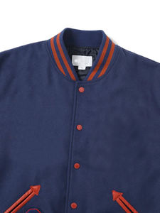 Veste universitaire en laine avec logo personnalisé, manches en cuir, broderie, veste de baseball pour hommes, veste universitaire, veste varsity - Product Image 3