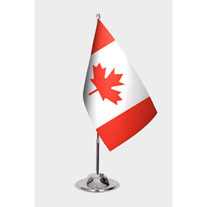 Drapeau de bureau canadien imprimé numériquement avec mât en aluminium - Product Image 1