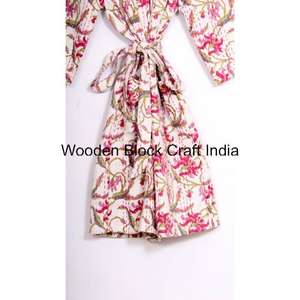 Wholesale Womens Vintage Organic Cotton Kantha Quilted <b>Long</b> <b>Kimono</b> <b>Robe</b> Handmade Indian Festival Fashion Sleepwear Jacket Cozy - Product Image 6