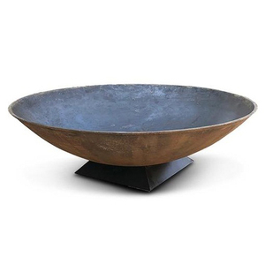 Pozo de fuego redondo Jardín de metal elegante acabado marrón antiguo con soporte para picnic al aire libre - Product Image 2