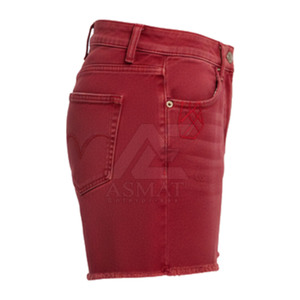 Shorts de Mezclilla Rojos para Hombre, Corte Slim Contemporáneo, Diseño Elegante para Conjuntos de Verano a la Moda 2026 - Product Image 4