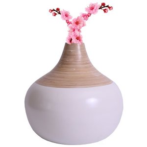 Juego de flores de bambú hilado blanco sólido al por mayor, jarrón único de varias formas para Decoración de mesa interior - Product Image 4