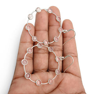 สินค้ามาใหม่ต่างหูแบบแข็งทำด้วยมือทำด้วยมือทำจากเงิน925อัญมณีควอตซ์สีธรรมชาติแบบแข็งเครื่องประดับต่างหูแบบห้อยสุดหรูสำหรับผู้หญิงขายส่ง - Product Image 1