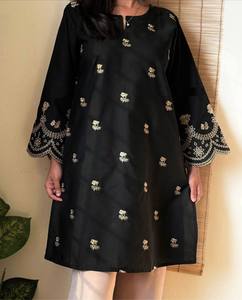 Modern Trending Regular Length Reversible <b>Kurti</b> with Embroidery Work Heavy Rayon Fabric Party Wear - Product Image 2