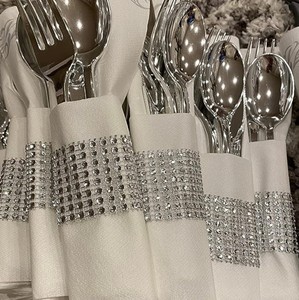 Anneau de serviette traditionnel ethnique pour mariage, anneau de serviette en argent pour dîner, porte-serviettes en tissu scintillant en gros - Product Image 2