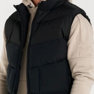 Mid Grey Gilet Modern Layering Piece with <b>Funnel</b> Neck, Functional Side Pockets and Versatile Styling for All Seasons - Product Image 5