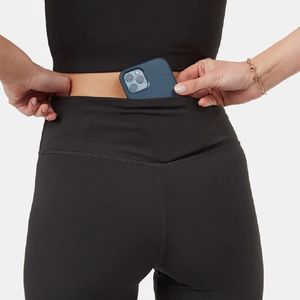 กางเกงเลกกิ้งโยคะเอวสูงผ้าฝ้าย/ใยไผ่ ระบายอากาศได้ดี ไร้ตะเข็บ สำหรับผู้หญิง วิ่ง ออกกำลังกาย ยกกระชับสะโพก ความยาวระดับเข่า - Product Image 4