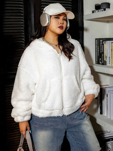 2025 Nueva camiseta elegante para mujer, a la moda de manga larga Vintage chaqueta con capucha, abrigo con efecto de piel Artificial, informal con poliéster - Product Image 5