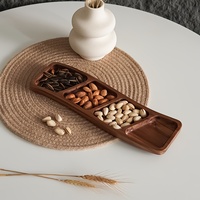 Assiette à collation en bois compartimentée personnalisée pour les entreprises de restauration, utilisable comme assiette à condiments ou à collations
