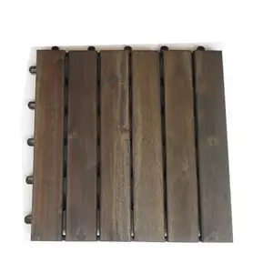 Wholesale Acacia Wood Deck Tiles High Quality Interlocking Floor With 6 Slats Made Of Natural Wood