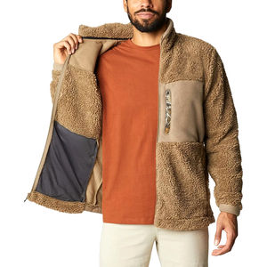 Customized OEM ODM Factory Low Price New Design <b>Men's</b> Canvas <b>Sherpa</b> <b>Jacket</b> with Stand Collar and Front Logo <b>Sherpa</b> Fleece <b>Jacket</b> - Product Image 3