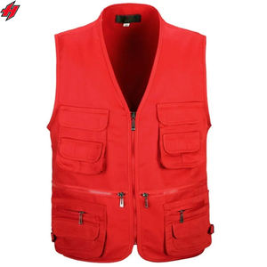 Exportation personnalisée multi-poches pratique pêche randonnée hommes veste sans manches couleur unie hommes extérieur gilet - Product Image 3