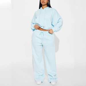 เซ็ตเสื้อมีฮู้ดเอวสูงมีเชือกรูดกางเกงขากว้างชุดสองชิ้นสำหรับผู้หญิงสไตล์กีฬาลำลองแฟชั่นหลวมใหม่2025 - Product Image 2