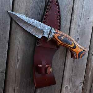 Cuchillo de Caza de Acero de Damasco de Alta Calidad con Mango de Madera para Supervivencia al Aire Libre, Camping, Pesca, Cuchillos de Caza con Hoja de Acero de Damasco - Product Image 6