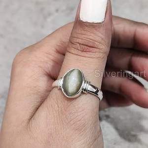 Anillo de Plata de Ley 925 con Piedra Lunar Gris Natural para Hombre, Novedad, Regalo de Aniversario de Nacimiento en Junio - Product Image 5