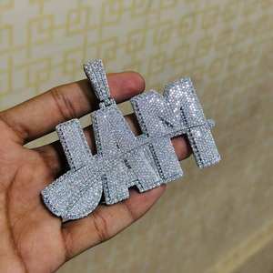 Colgante de Moissanita con Nombre Personalizado JAH, Estilo Hip Hop, Chapado en Oro sobre Plata de Ley de 18 Quilates - Product Image 5