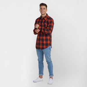 Custom Logo Button-Up Plaid <b>Shirts</b> 100% Cotton Long Sleeve Flannel Plus Size Casual Wear for Men Wholesale Clothing Plaid <b>Shirt</b> - Product Image 3