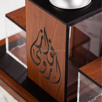 Juego de bandeja Bakhoor de madera decorativa en idioma árabe con caja, quemador de Ramadán, quemador especial Eid Oud de Oriente Medio para decoración del hogar