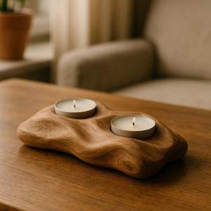High-quality Round <b>Wooden</b> <b>Candlestick</b> Holder Solid Wood Decorative Candle Stand for Home Living Room Table Decor - Product Image 5