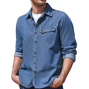 Camisa de Mezclilla para Hombre, Elegante y Transpirable, 100% Algodón, Diseño Ecológico y Ligero, Aspecto Pulido, Ajuste Cómodo, Líneas Limpias, Fácil de Usar - Product Image 1