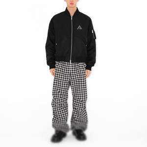 Veste bomber de baseball brodée pour homme, veste d'extérieur de style universitaire, polyester, manches longues, coupe-vent, boutonnée, enduite - Product Image 1