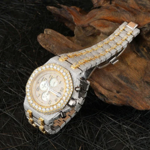 Reloj de Negocios de Acero Inoxidable con Moissanita y Cuarzo para Hombre, Completamente Engastado con Diamantes de Imitación VVS, Reloj para Uso Diario - Product Image 3