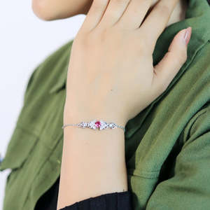 NOVAMART Fine Zarkan Diamond <b>Bracelet</b> & Bangle <b>Red</b> Bits of Bloom Silver Accessory Wholesale Export - Product Image 2