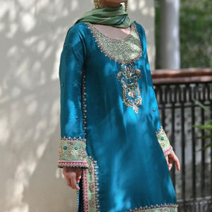 TRENDY--INDIAN/PAKISTANI ZARI EMBROIDERY WORK on KURTA, SALWAR WITH DUPATTA <b>DRESS</b> for Party-wear-<b>dress</b> for Party/Wedding - Product Image 1