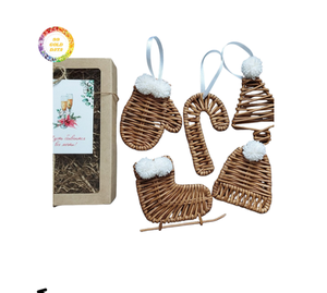 Decoraciones navideñas de ratán hechas a mano Campanas directas de fábrica Titulares de dulces y estrellas para decoración navideña festiva - Product Image 1