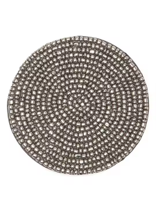 Superior Quality Handmade 4-Piece Silver Embroidery Coaster <b>Set</b> & Needlework with Glass <b>Beads</b> Pad Type by MD Handicrafts - Product Image 2