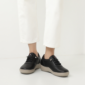 [JSHOE] zapatillas cómodas de piel de cordero genuina hechas a mano para mujer, zapatos para caminar con cordones de tacón de 5cm, calzado ligero de cuero diario - Product Image 6