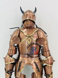 Traje de armadura gótica del caballero Medieval ~ traje de cobre antiguo de armadura ~ traje de armadura de cuerpo completo del siglo 15 ~ traje cruzado de cuerno helmdisfraz - Product Image 5