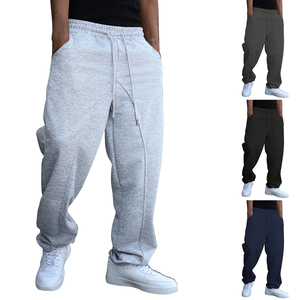 Pantalon de survêtement ample 100% coton pour hommes, haute qualité, avec cordon de serrage, jambe large, évasée, style streetwear droit et tendance - Product Image 1