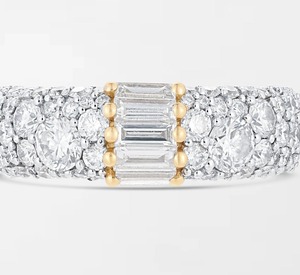 Bague délicate en diamants baguette avec 140 diamants ronds cultivés en laboratoire, 1,47 carat GH-VS, en or jaune 18 carats, cadeau pour une occasion spéciale - Product Image 1