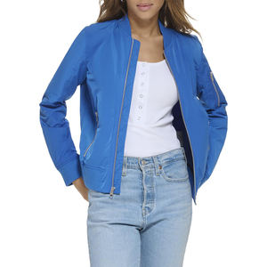 Chaqueta de bombardero de color sólido a prueba de viento cálida para invierno, chaqueta de bombardero de ajuste relajado de manga larga transpirable para mujer - Product Image 5