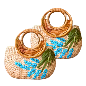 กระเป๋าถือผักตบชวาธรรมชาติแบบพรีเมี่ยมสำหรับผู้หญิงกระเป๋าถือมีซิปปิดกระเป๋าทอพร้อมซับในผ้าฝ้ายเนื้อนุ่มงานฝีมือจากเวียดนาม - Product Image 1